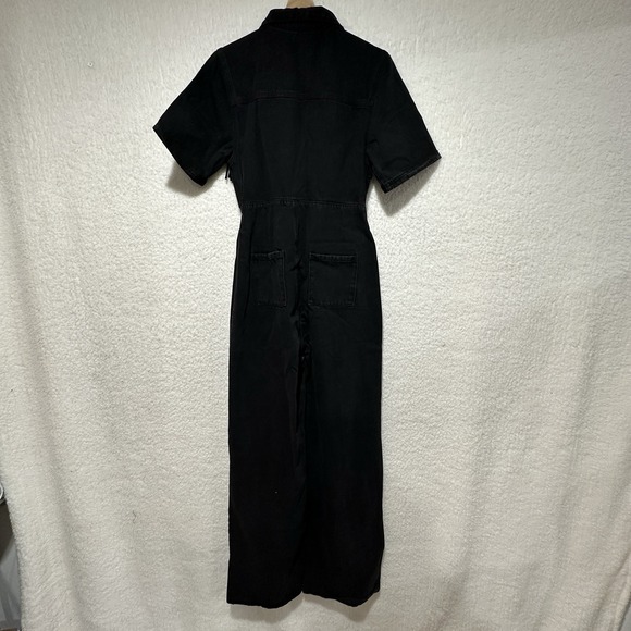 Nasty Gal Collection Black Denim Fringe Detailing Zip Up Front Jumpsuit Sz‎ US 4 - Picture 2 of 16